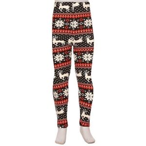 Leggings Kid's Reindeer Snowflake Fair Isle print Knit  Leggings Size S/M 4/8